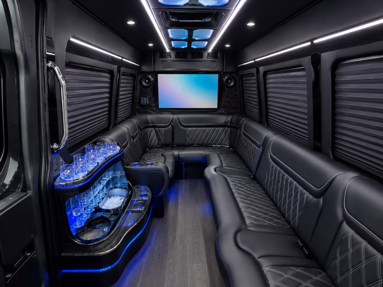 troy 28 passenger party bus interior