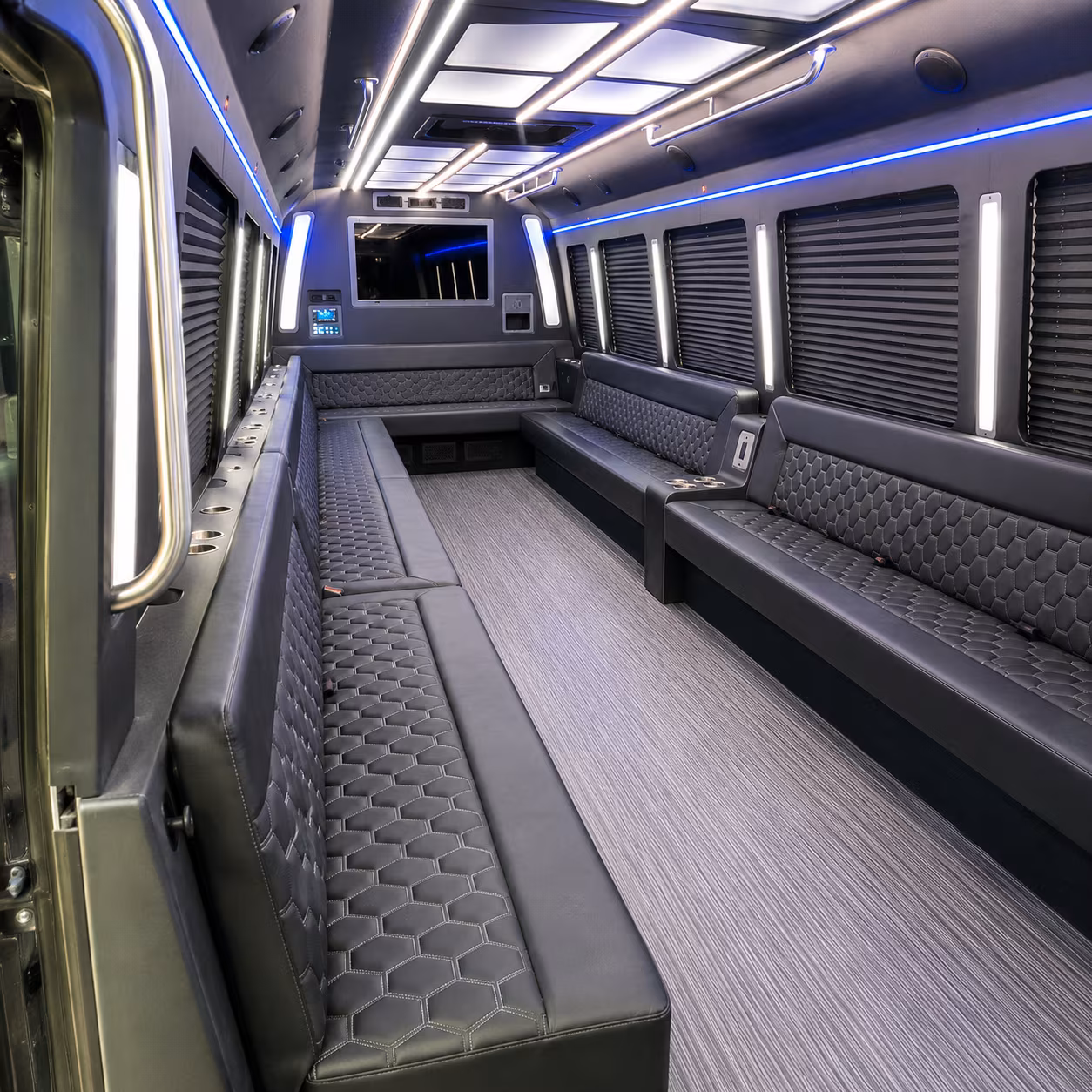 troy 40 passenger party bus interior