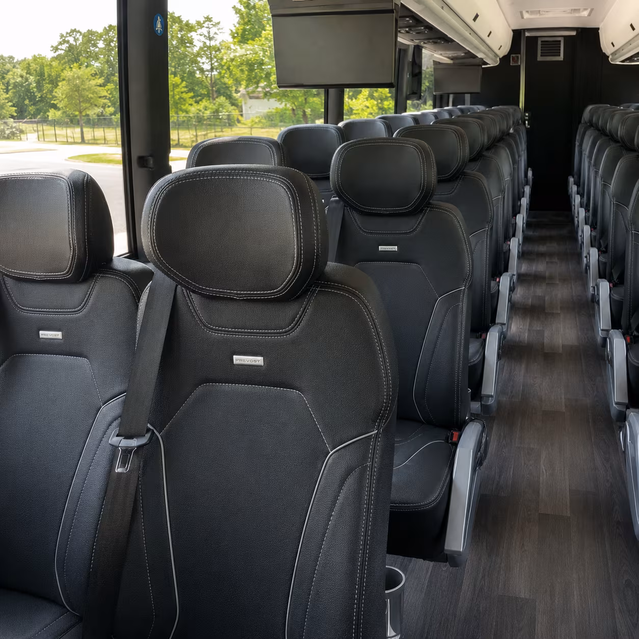 troy 56 passenger charter bus inside